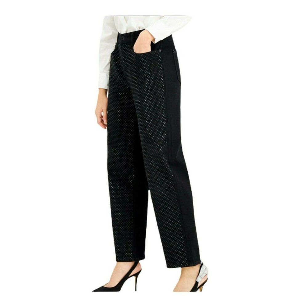 INC 4 Black Embellished Denim Jeans NWT BI31 - Picture 2 of 5